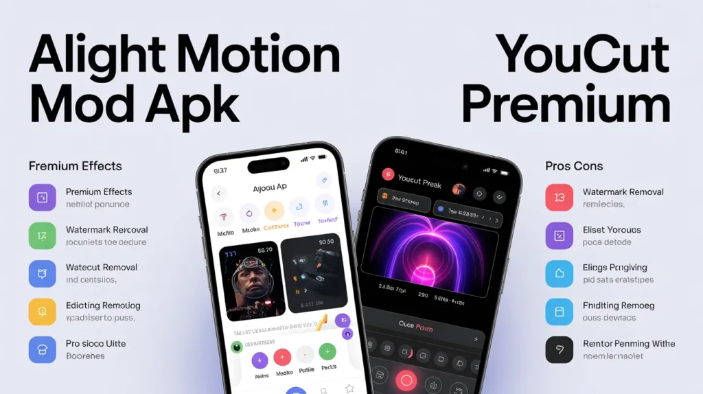 Alight Motion Mod APK Premium Features vs YouCut Premium Features